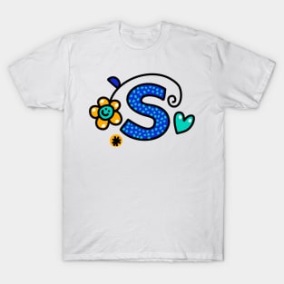 Letter S abc monogram hand drawn colorful alphabet T-Shirt